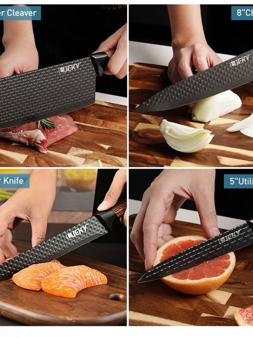 Chef Knife Set DFITO 6Pcs Stainless Steel pieces  Non-Stick Coating, Ultra Sharp - Picture 4 of 14
